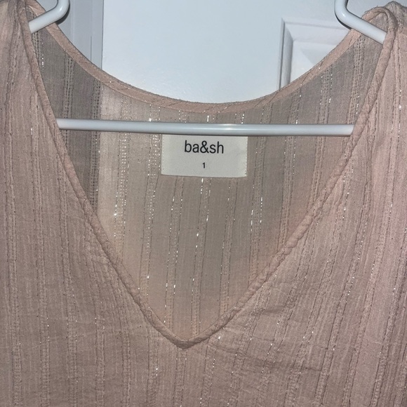 Ba&sh sparkly light pink blouse, cotton, short sleeve, S - Picture 2 of 3